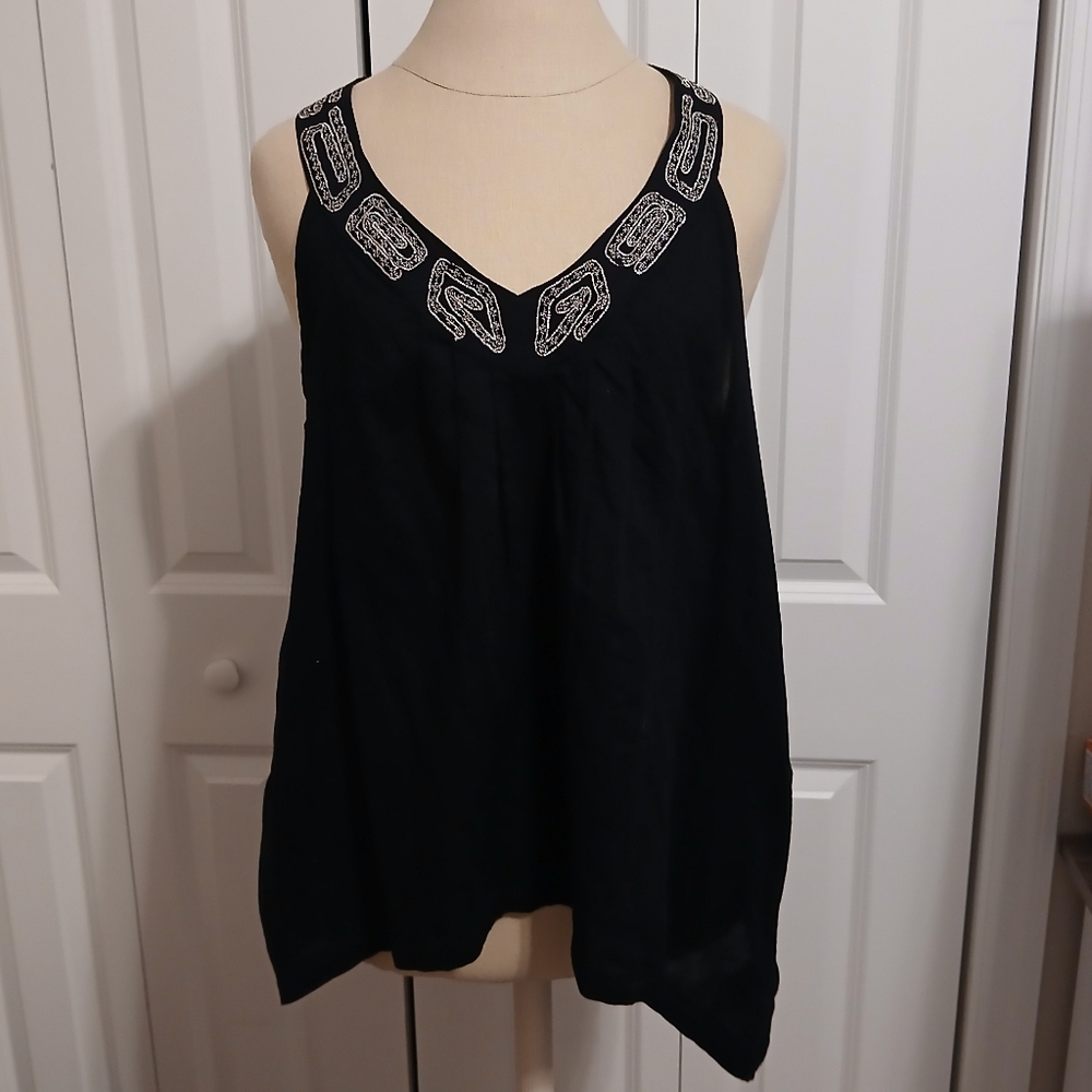 *NEW* With Tags Ladies DKNY Jeans Hankerchief Hem Black Tank Halter Top Large